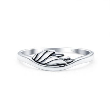 Wing Oxidized Band Solid 925 Sterling Silver Thumb Ring (5mm)